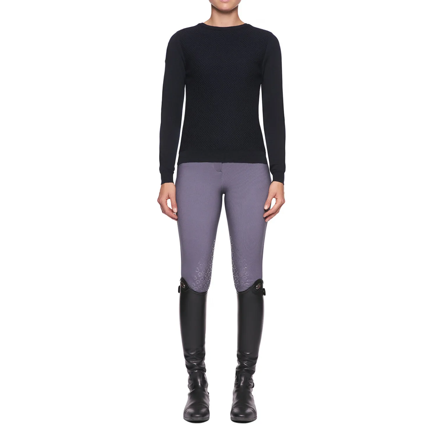 Cavalleria Toscana boat neck genser, ullstrikket, bikubemønstret, dame