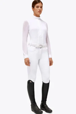 Cavalleria Toscana stevneskjorte med lange ermer og folder for kvinner