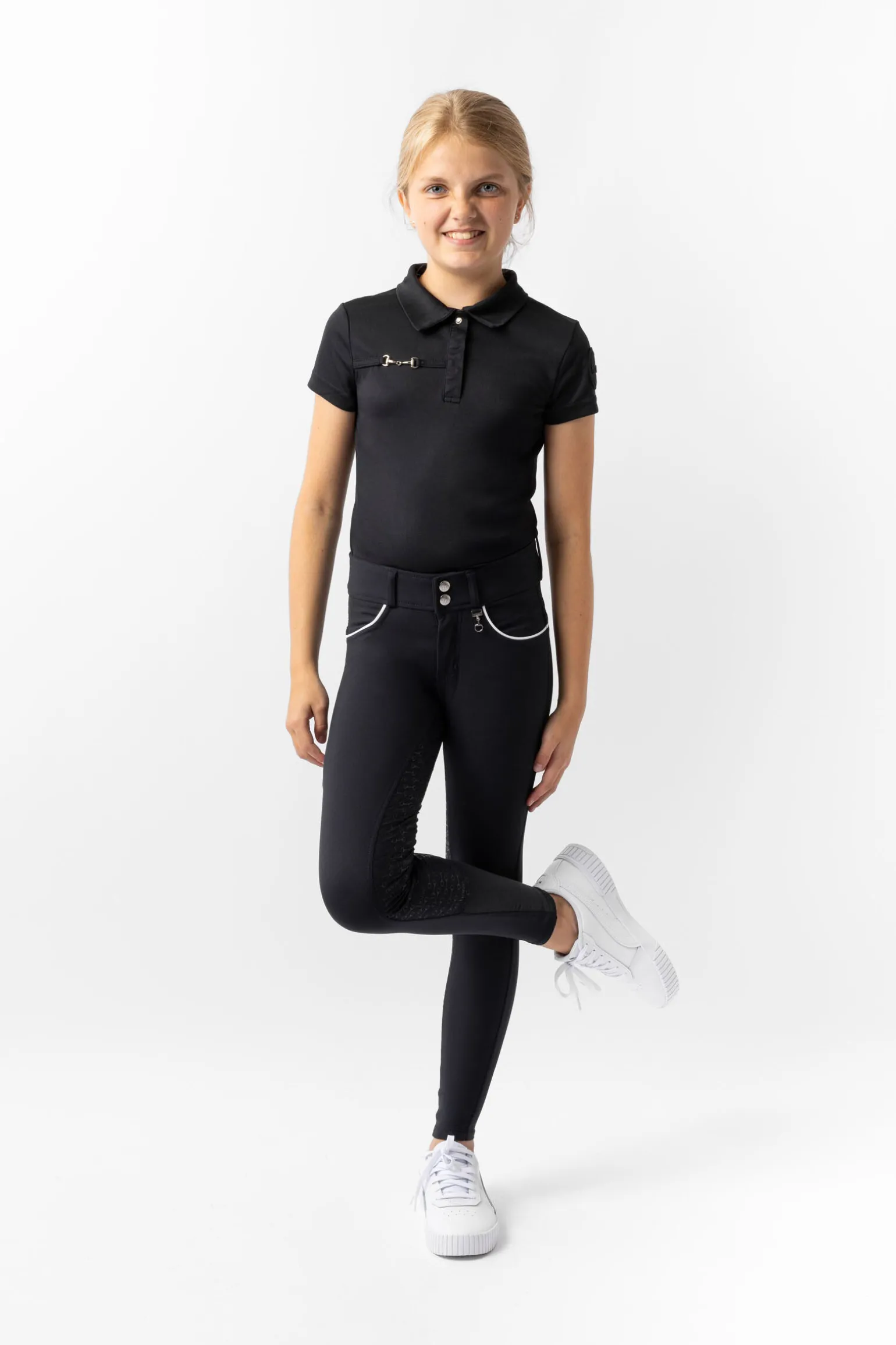 Horze Aubrey ridebukse, helforsterket med silikon, høyt liv, barn