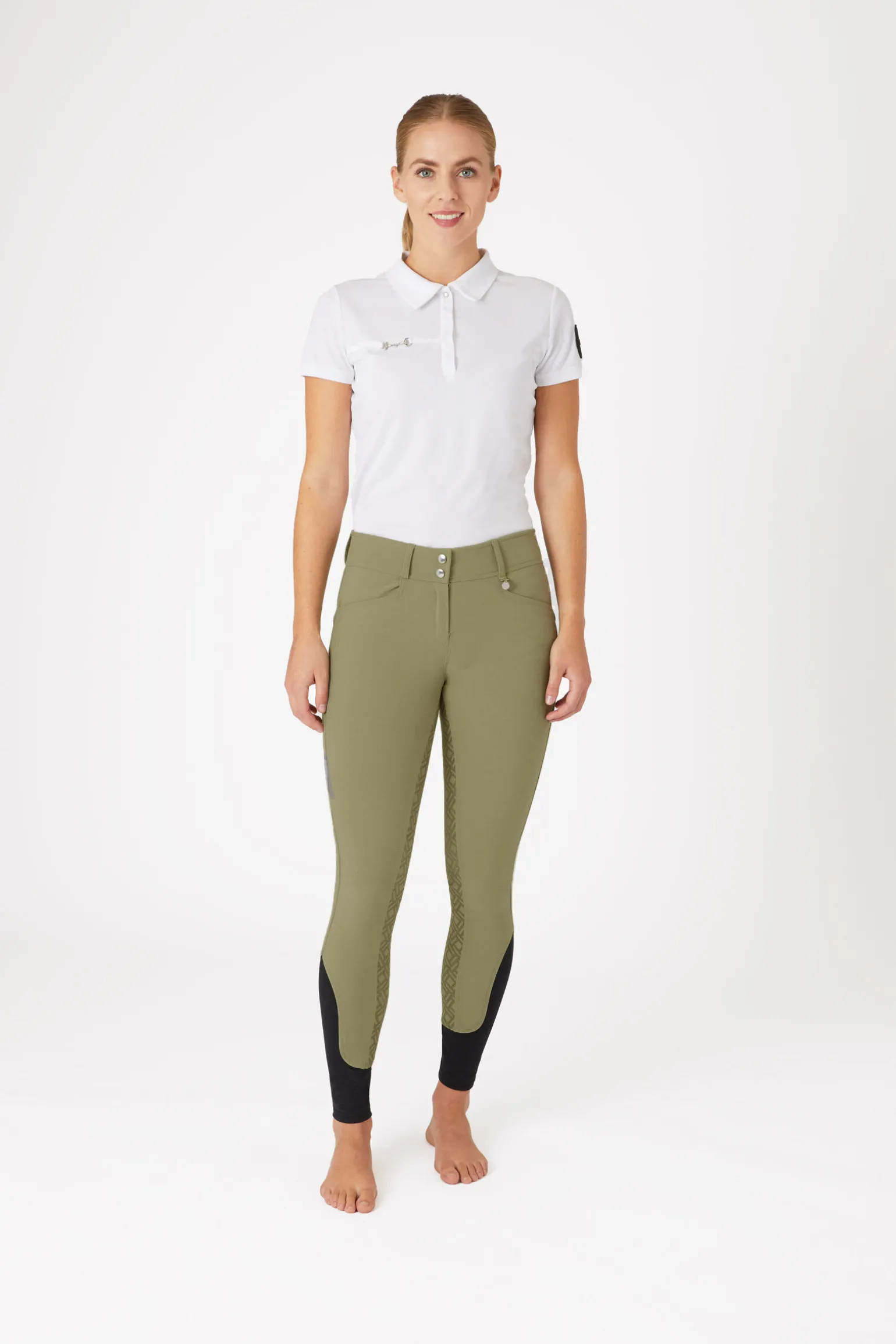 Horze helforsterkede ridebukser med silikon full grip og høyt liv til dame