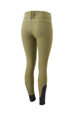 Horze ridebukser med full grip, høyt liv og krystaller til dame